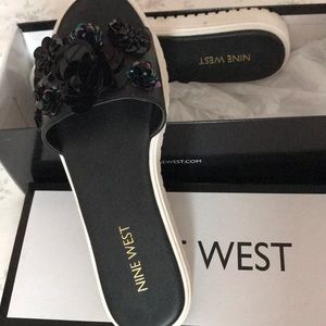 Nine West black sequin mules 6